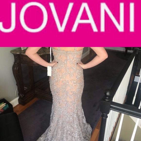 Jovani Gown with Lace Overlay - Picture 2 of 8